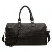 Detachable Shoulder Strap Crocodile Embossed Duffel Water-Resistant Crocodile Embossed Duffel Bag Zippered