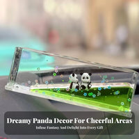 Creative Gift Panda Oil Drop Hourglass Panda Liquid Motion Bubbler for Office Workers, Students, Study Room, Bedroom
