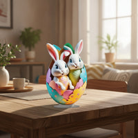 Holiday Themed Easter Bunny Egg Ornament 2D Acrylic Bunny Decoration 2D Acrylic Easter Decoration for Desktop