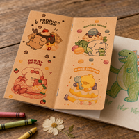 Mini Kraft Paper Notebook with Cute Cartoon Cover, Portable Pocket Diary for Notes and Journaling