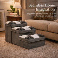 Dog Steps for Bed and Sofa with Foldable Design for Small Pets, Textile Pet Stairs with Built-In Storage Compartment, Reinforced Base for Stability