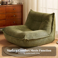Stylish Armless Floor Sofa Minimalist Aesthetic Caterpillar Sofa Chair Ergonomic Design Indoor Seating Soft Corduroy Cover for Adults, Students, Living Room, Bedroom, Apartment, perusing corner