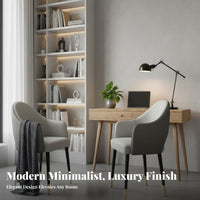 Versatile Leather Leisure Chair Padded Seat Modern Upholstered Armchair High Rebound Sponge Curved Back Dining Chair Carbon Steel Frame for Homeowners, Office Workers, Interior Designers, Bedroom, Living Room, Kitchen, Reception Area