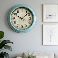 Retro Wall Clock Non-Ticking Nordic Design Timepiece Clear Glass Cover Decorative Hanging Clock for Living Room, Bedroom, Kitchen