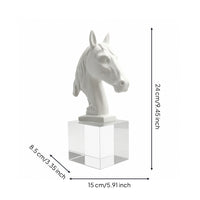 Horse Sculpture with Cubic Pedestal Base Elegant Horse Heads Sculpture Creative for Art Collectors, Living Room