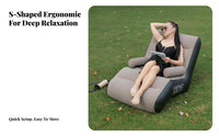 S-Shaped Inflatable Lounger Ergonomic Contoured S-Shaped Inflatable Seat Fast Inflation Inflatable Lazy Sofa for Students, Teens, Rest Ping, Bedroom