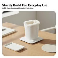 Multi-Functional PU Leather Glasses Stand Scratch Protection Soft Lined Eyeglass Holder Stable Base for Office, Nightstand
