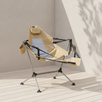 Foldable Rocking Chair with Mesh Seat Breathable Folding Rocking Chair Compact Furniture Easy to Carry for Campers, Anglers, Beach, Fishing, Backyard