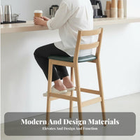 Nordic design Wooden Counter Stool with Backrest Light Luxury Kitchen Island Stool with Backrest Modern bar designHeight Chair Minimalist for Adults, residents, Business Owners, Cafe, Restaurant, Reception Area, morning dining corner