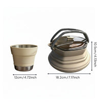2 Pieces Foldable Silicone Kettle and Cup Set Heat Resistant Foldable Travel Teapot Set Lightweight Portable Water Boiler and Mug Kit for Journeyers