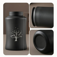 Urn with Tree of Life Pattern Long-Lasting Memorial Urn Vessel Cylindrical Decorative for Remembrance Altar, Home