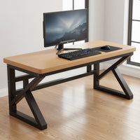 Computer Desk Thick Desktop Wood Computer Desk Reinforced Cross-Bracing Study Table for Students, Bedroom, Gaming