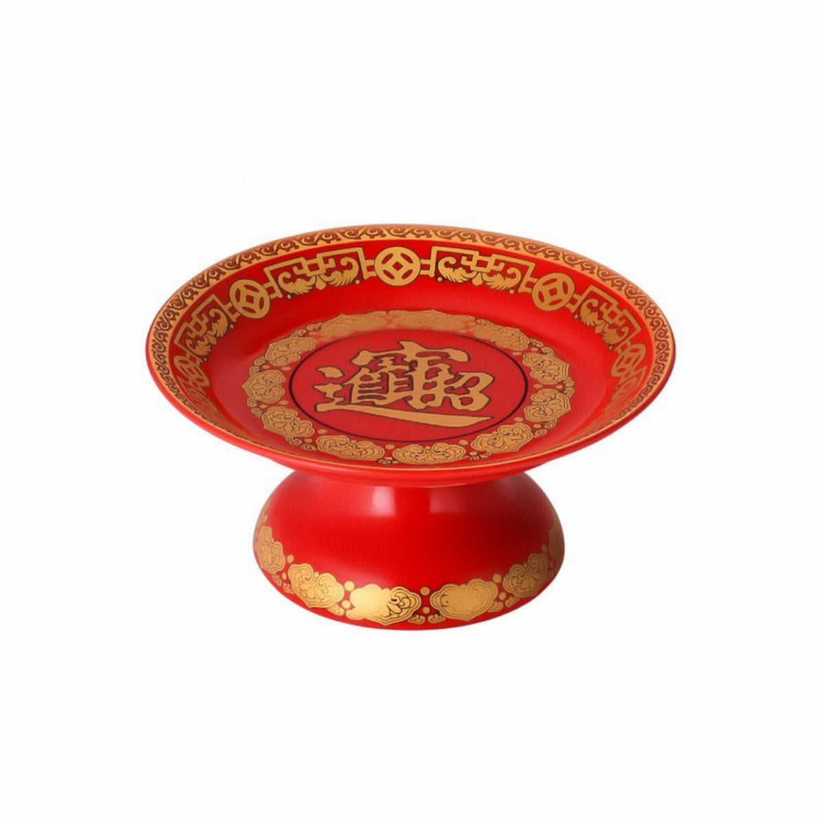 Ceramic Fruit Offering Plate with Lotus Design