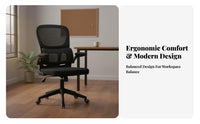 Lumbar Support Ergonomic Mesh Back Roller Chair Fully Adjustable Swivel Rolling Chair with Flip-up Arms Space-Saving Task Seat Supports 300 Lbs for Telecommuting Workers, Students, Gamers, Conference Room, Reception Area