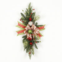 Christmas Swag with Bow Artificial Hanging Decoration Vertical Garland for Hallway