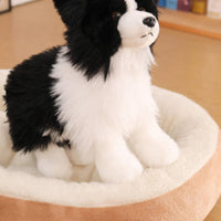 Border Collie Stuffed Animal Dog Cuddly Border Collie Stuffed Animal Stuffed Dog with Stuffed Animal Tail Huggable Surface