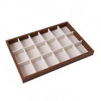 Beige Lined Walnut Jewelry Tray Slim Divided Jewelry Tray Raised Rim Household Storage Rectangular