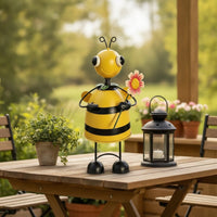 Outdoor Bee Statue Whimsical Metal Bee Sturdy Garden Figure Cute for Patio, Porch