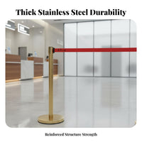 Retractable Belt Stanchion Heavy-Duty Base Stanchion Post with Belt Rustproof Stainless Steel Queue Pole for Business Owners, Banks, Hotels, Airports