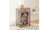 Yoga Mat Storage Basket with Wheels Open-Grid Wire Storage Basket with Wheels Exercise Equipment Rack Mat Cart for Yogis, Fitness Enthusiasts