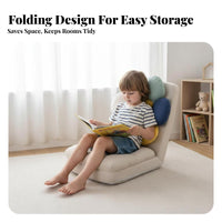 Back Support Legless Tatami Lounger Foldable Flower-Shaped Lounger Adjustable Backrest Floor Chair Space-Saving for Children, Students, Young Adults