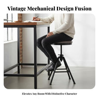 Industrial Aesthetic Adjustable Pedestal Stool Retro Design Adjustable Tripod Seat Stable Base Counter-Height Seating Easy Assembly for Bar Owners, Interior Designers, Homeowners, Studio, Cafe, Kitchen, Dining Area