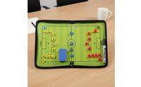 PU Leather Cover Soccer Strategy Board Kit Double-Sided Football Board Zippered Strategy Folder for Coaches, Gameday