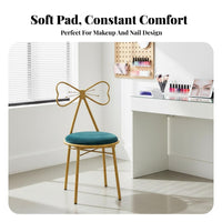 Bow Back Dressing Stool Vanity Chair Round Padded Vanity Seat Light Luxury Bedroom Furniture for Women, Dressing Room, Nail Salon