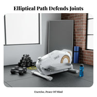 Quiet Operation Mini Elliptical Exercise Machine Low Force Mini Elliptical Machine Anti-Slip Pedals Compact Stepper Machine Installation-Installation-Ready for Office Workers, Seniors, Home