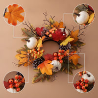 Wreath with Glass Holder Harvest Pumpkin Candle Wreath Rustic for Mantel
