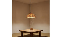Handwoven Rattan Flower Hanging Light Japanese Design Woven Petal Ceiling Lamp Bohemian Wicker Light Fixture for Bedroom, Cafe