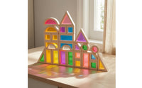 25 Pieces Wooden Building Block Set Educational Transparent Block Set Shape Recognition Blocks Fine Motor Skills