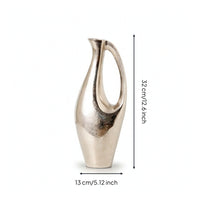 Metal Pitcher Vase Minimalist Ribbed Metal Vase Sturdy Decorative Pitcher for Entryway, Coffee Table, Hotel