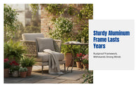 Outdoor Rattan Sofa, Aluminum Frame, Water-Resistant Patio Garden Couch