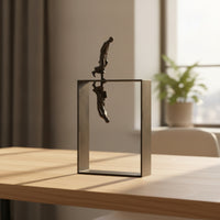 Human Figure Sculpture Minimalist Sculpture with Rectangular Base Black Decor for Office Desk