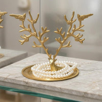 Deer Branching Jewelry Stand Gold Tone Branching Jewelry Tray Decorative Decor Piece