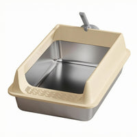 Deep Basin Cat Litter Box with Fence Included Scoop Open Top Litter Box Non Porous