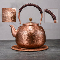 Heat-Insulating Copper Kettle Handmade Tea Kettle with Spout Traditional Copper Teapot Vintage for Kitchen