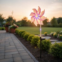 Solar Powered Garden Stake with Pinwheel Outdoor Solar Pinwheel Lights Weather-Resistant Garden Stake for Pathway
