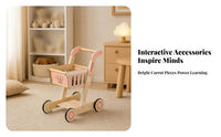 Wooden Push Push Cart Wooden Shopping Cart Slotted Panels Rounded Edges