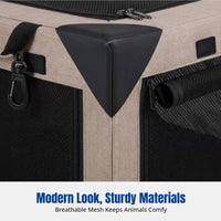 Foldable Car Dog Crate, Pet Carrier for Small, Medium, Large Dogs, Cat Bed, Front & Rear Seat, Khaki, Grey, Black