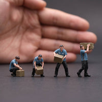 4 Pieces Worker Figurines Realistic Miniature Figure Set Tiny Diorama Models for Hobbyists, Collectors