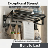 Bathroom Accessories Set with Wall Mounted Towel Rack for Washroom, Foldable Aluminium Storage for Apartment Families