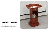 Spacious Desktop Floor Standing Pulpit Multi-Purpose Modern Presentation Desk Sturdy Construction Wooden Lectern with Storage Stable Base for Teachers, Presenters, Conference Room, Classroom, Lecture Hall, Church