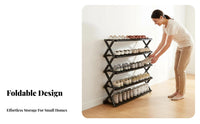 Space-Saving Foldable Shoe Rack Portable Multi-Tier Shoe Shelf Stable Structure Multi-Tier Bamboo Shelf Sturdy Construction for Apartment Dwellers, Homeowners, Entryway, Dorm Room, Small Areas, Hallway