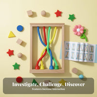 Rope Untangling Game Develops Thinking Wooden String Puzzle Made of Wood Wooden String Teaser for Young Children, Playroom, Classroom