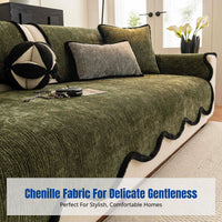 Chenille Sofa Pad, Non-Slip, All-Season, Thick, Universal Fit, Modern Minimalist