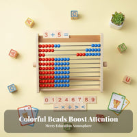 Educational Wooden Abacus Colorful Beads Child-Centered Math Toy Develops Fine Movement Skills for Preschoolers, Toddlers, Classroom