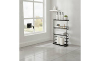 Floor Standing Rack with Slanted Shelves Rust-Resistant 3-Tier Storage Rack Compact Shelving Unit for Washroom