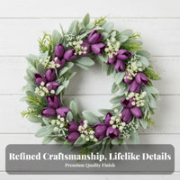 Artificial Flower Wreath Easter Decor Seasonal Door Wreath Reusable Long-Lasting for Covered Porch